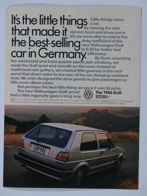 Volkswagen Golf 1986 el auto más vendido en Alemania anuncio impreso Foto 1 de 4