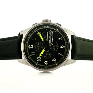 XO Retro Para hombres Certificado 1943 P-38 Avión Relámpago ADN Esfera Verde Correa Verde - Imagen 1 de 4