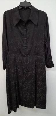 Vera Wang Women's Midi Long Sleeve Button-Up Black Size XL Dress - Image 1 of 4
