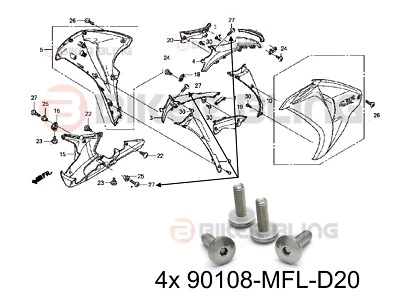 2x Pernos Carenado Delantero Acero Inoxidable Honda CBR1000RR 2010-2011 90108-MFL-D20 Foto 1 de 3