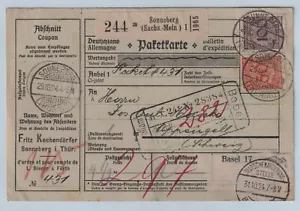 Sonneberg Sachs.-Mein Paketkarte DR 1924 Basel Appenzell Schweiz (-10 - Picture 1 of 2