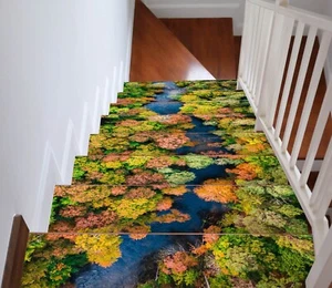 3D Waldfluss H209 Stair Risers Dekoration Fototapete Vinyl Aufkleber Tapete E - Bild 1 von 6