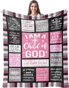 Christian Gifts Women Blanket 50"x40" I Am a Child of God Blanket Inspirational - Picture 1 of 12
