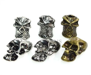 1pcs Single Vertical Hole Metal Skull Beads for Paracord Lanyards 3 Color - Picture 1 of 29