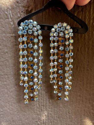 vintage swarovski aquamarine & butterfly dangle earrings (rare find) - Image 1 of 3