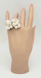 Swarovski Donatella Gold Plated Cluster Pearls With Crystals Statement Ring 7 