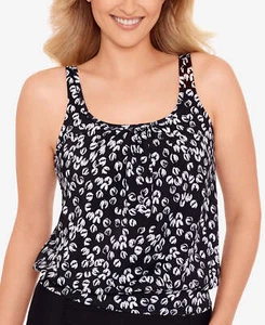 Swim Solutions Printed Shirred-Neck Tankini Top 30B 295 - Picture 1 of 4