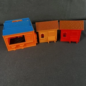 1972 Mattel Putt-Putt Railroad Building Orange Red Blue Train 8711-0050 3pc Lot - Picture 1 of 11
