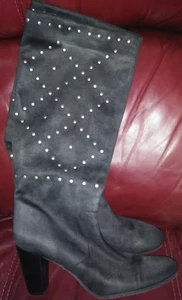 Stivali al ginocchio A.N.A A New Approach Babette neri alti scamosciati 10 M - Foto 1 di 5