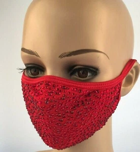 Rhinestone Face Mask Bling Crystal Mask Reusable Washable With Filter Pocket - Picture 1 of 24