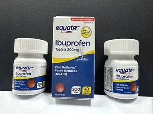 3x Equate Ibuprofen Tablets 200mg Pain Reliever/Fever Reducer 40ct/ea. Exp01/26+ - Picture 1 of 7
