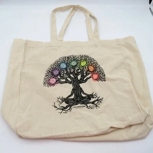 Earthbound Trading Co Canvas Tote Bag Chakra Tree Design Organic Cotton - Picture 1 of 6