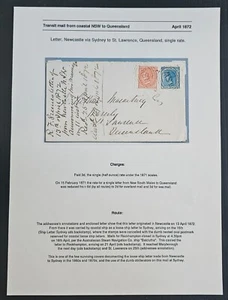 1872 New South Wales Cover ties 2 stamps cd Ship Letter Sydney-Lawrence - Bild 1 von 6