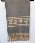 Baby Alpaca Scarf With Fringe Shawl Reversible Soft Unisex Unbranded Brown New