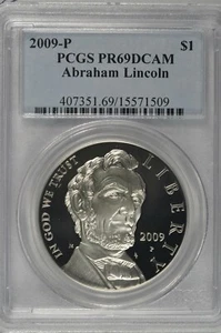 2009-P Abraham Lincoln Commemorative Silver Dollar PCGS PR69DCAM - Picture 1 of 3