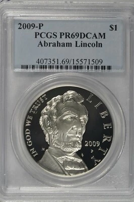2009-P Abraham Lincoln Commemorative Silver Dollar PCGS PR69DCAM - Image 1 of 3