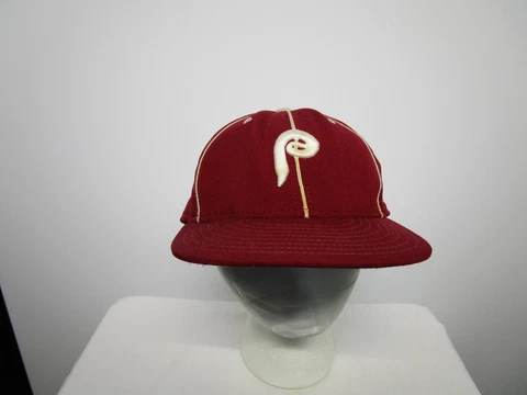 VTG MLB Phillies New Era Vertical Stripe Fitted 7 3/4 Ball Cap Cover