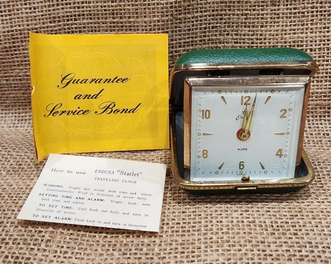 VINTAGE ENDURA STARLET TRAVELING CLOCK JAPAN  ALARM WIND UP Cover