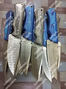 Custom Handcraft 8" Domascus Steel Hunting Camping Skinner Knife Lot of 10 pcs - Picture 1 of 5