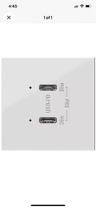 Legrand adorne Ultra-Fast USB Type-C/C Outlet, White, ARUSB30PDW4 - Picture 1 of 3