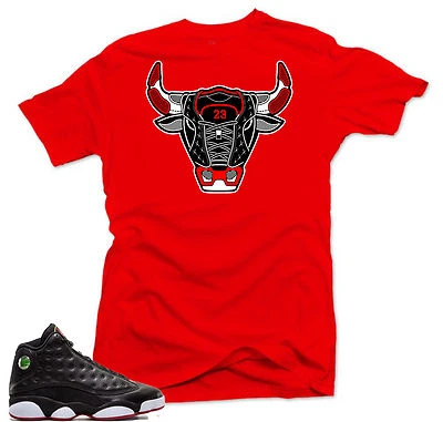 Shirt to match Air Jordan Retro 13 Playoffs 2017 sneakers Bull 13.Red Tee