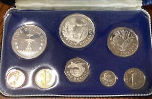 Barbados 1973 Proof Set with Two Large Silver Coin(COA& Original Case)