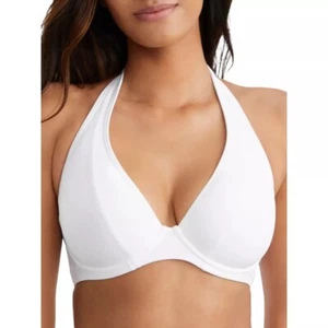 Sunsets WHITE LILY Muse Halter Bikini Swim Top, US 34D/36C - Picture 1 of 4