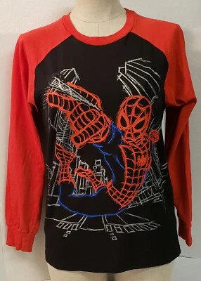 Ultimate Spiderman T-Shirt Raglan Black Long Red Sleeves MARVEL Sketching Youth - Image 1 of 4