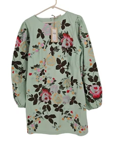 NEW ANTHROPOLOGIE Size Medium Dress Let Me Be Floral Embroidered Green Mini - Picture 1 of 9