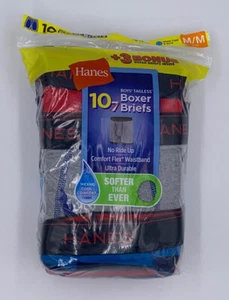 10 Pack Hanes Boys Boxer Briefs Solids & Striped (Medium 10-12) #B101 - Picture 1 of 1
