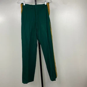 Vintage 70s Green Marching Band Yellow Pinstripe Pants Small - Picture 1 of 7