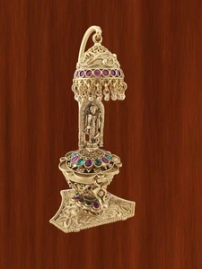 Indian Bollywood Wedding Sindoor Dabbi Kumkum Box Laxmi Pooja Gift Jewelry - Picture 1 of 3