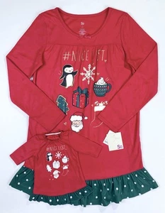 NWT SO Girls Size 10 Red Christmas Nightgown MATCHING 18"DOLL CLOTHES Nice List - Picture 1 of 7