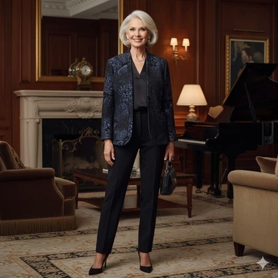 Chaqueta Blazer Coldwater Creek Tapestry Para Mujer 4-6 Negra Púrpura Floral Hada LEER Foto 1 de 4