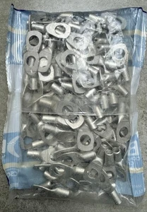 BM 01543, Uninsulated Ring Cable Lug, Size 16mm2/6AWG, M10 Hole,100 Pc's Per Pkt - Picture 1 of 2