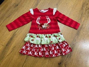 Vestido/top manga larga Ricrac & Volantes 2T ¡Vibraciones navideñas! Tan lindo! - Imagen 1 de 9