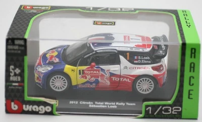 Bburago 1:32 Citroën DS3 WRC 2012 Rally Racer Auto Sébastien Loeb & Daniel Elena - Immagine 1 di 4