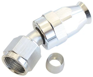 Aeroflow AF207-08DS Alloy 30 Deg Hose End -8AN Silver Swivel Nut Suit Teflon - Picture 1 of 4