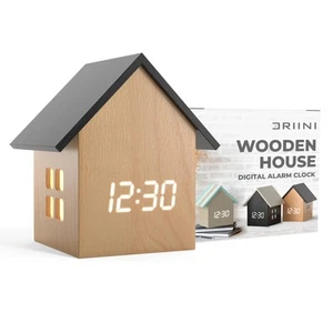 Digital House-Shaped Alarm Clock with Temperature Display (Light Wood) – Mode... - Picture 1 of 7