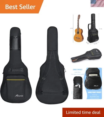 Stylish Black Guitar Gig Bag with Thick Padding & Convenient Storage Pockets - Image 1 of 4