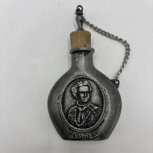 Antiker Deutscher Zinn Flachmann Korken Germany Trinkpulver Soldat 95% Zinn Ludwig II - Bild 1 von 11
