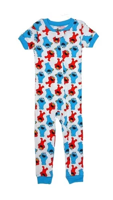 Elmo and Cookie MonsterToddler Short-Sleeved Footless Cotton Pajama Sleeper - Image 1 of 2