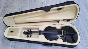 Mendini By Cecilio Violin - 3/4 Size with Case & Bow - Metallic Black - Picture 1 of 12