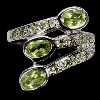 925 Sterling Silver Ring Oval Peridot 6x4mm Natural Gemstone Jewelry Size 7 - Image 1 of 4