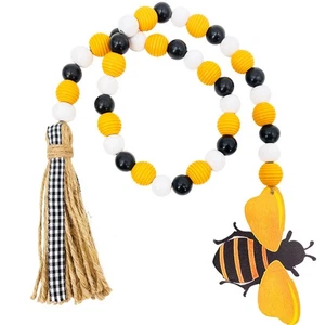 3X(Bienenholz Perlengirlande mit Quasten, Frühling Sommer Holzperlengirlande1170 - Bild 1 von 6