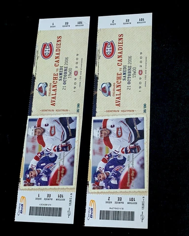 Montreal Canadiens Hockey Tickets (2) NHL 2006 Canadiens Vs Colorado Avalanche Cover