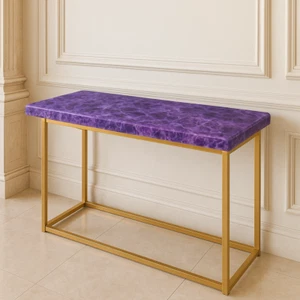 Amethyst Quartz Console Table Top | Hallway Furniture Slab | Gemstone Decor - Picture 1 of 9
