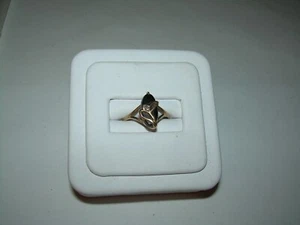 Vintage 10kt Onyx Marquise Ring, Wrapped in Illusion Accent, Size 6,SPL - Picture 1 of 12