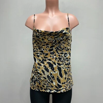 Camiseta sin mangas Topshop para mujer con estampado de animales capucha cuello satinado leopardo cami 8 Foto 1 de 4