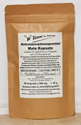 MATE - Pulver - Kapseln 90 x 500 mg | vegan | vennis-shop - Bild 1 von 2